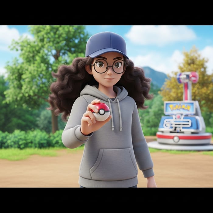 Pokemon Trainer Character with Long Curls