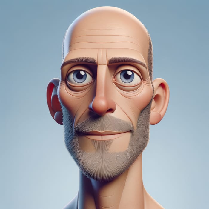 Charming Cartoon Style Portrait of Balding 55-Year-Old Caucasian Man