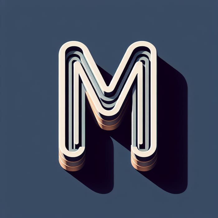 Letter M with Downward Shadow - Unique Image Design