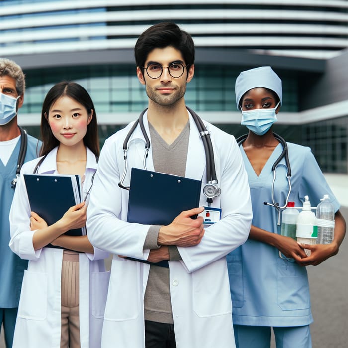 Dedicated Doctors and Nurses outside Hospital