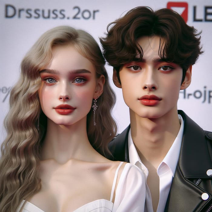 Romantic Photo: European Girl & Korean Boy at Kpop Red Carpet