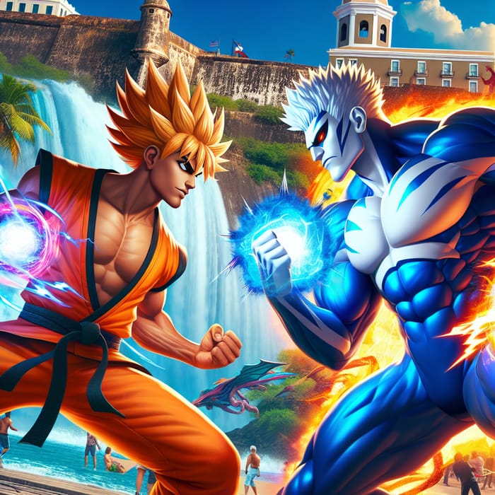 Epic Goku and Vegeta vs Frieza in Puerto Rico