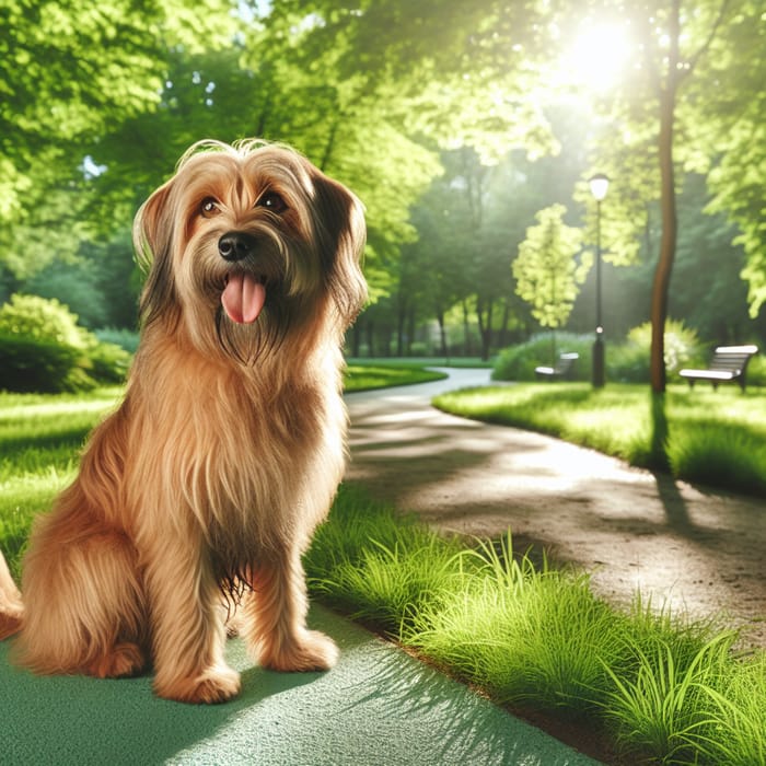 Playful Dog in a Serene Park Setting