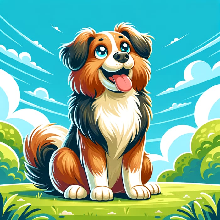 Adorable Dog Illustration in Vibrant Green Setting