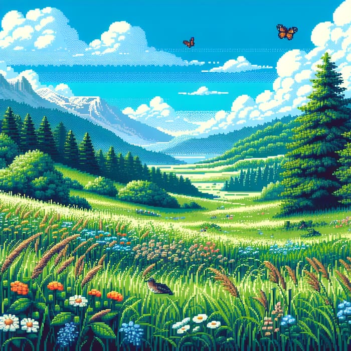 Game-Styled Idyllic Meadow Art