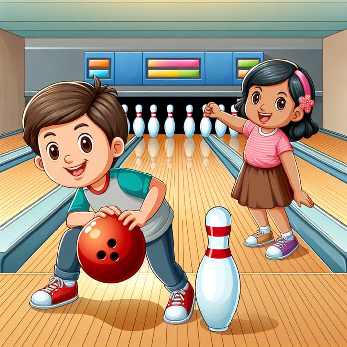 Playful Kids Bowling Cartoon - Striking Fun for Children