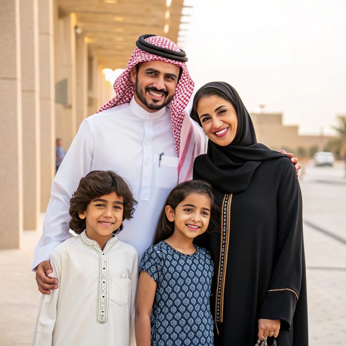 Create a Vibrant Saudi Family Portrait