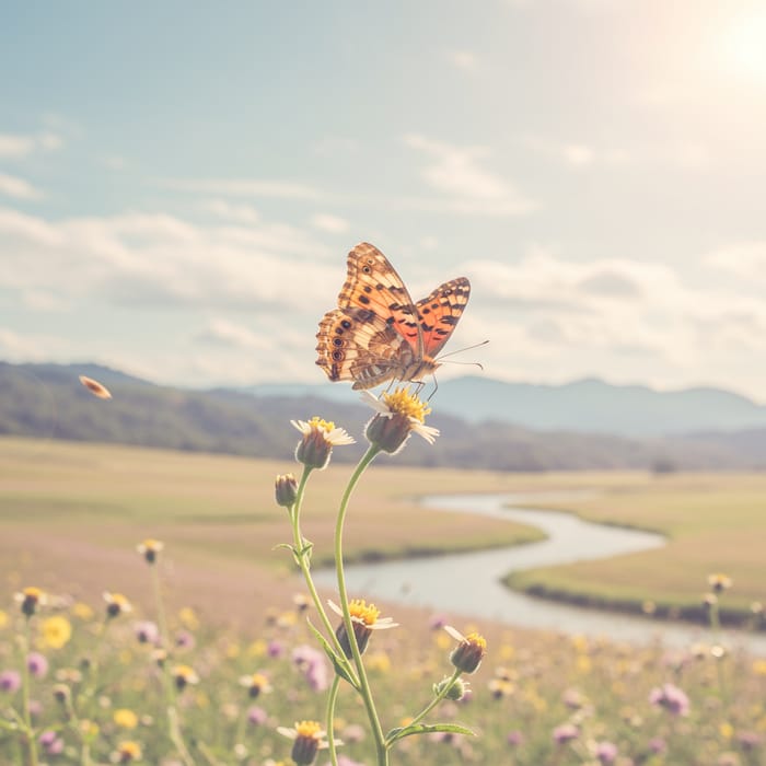 Pastel Landscape Butterfly Art