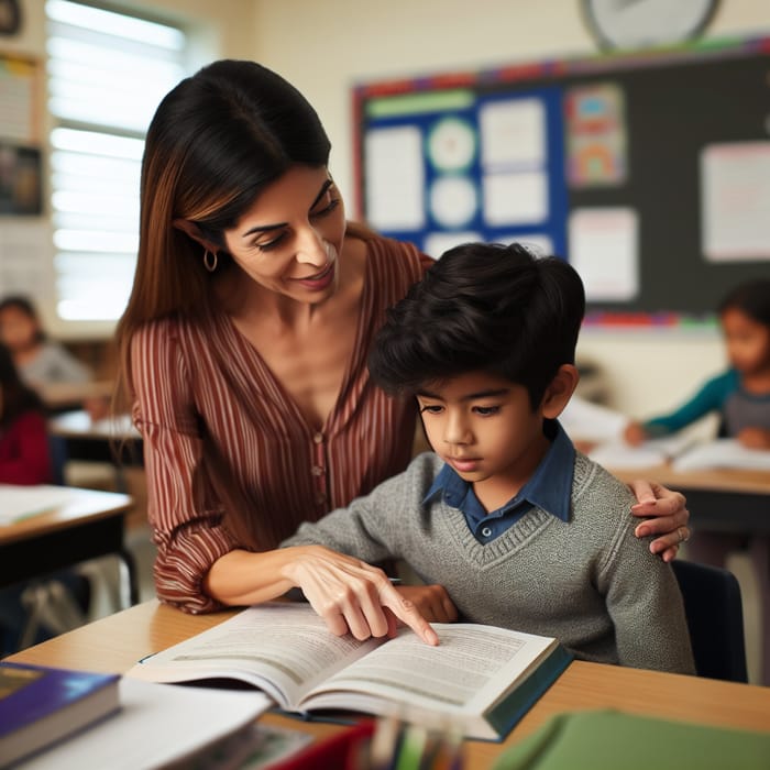 Engaged Student Receives Special Instruction from Supportive Teacher