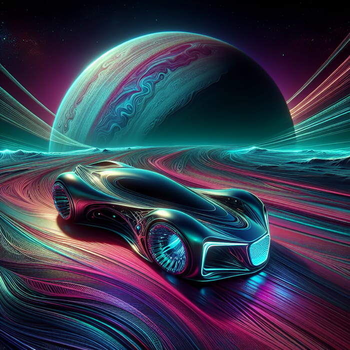 Futuristic Car in Jupiter-like Landscape | Cyberpunk Style