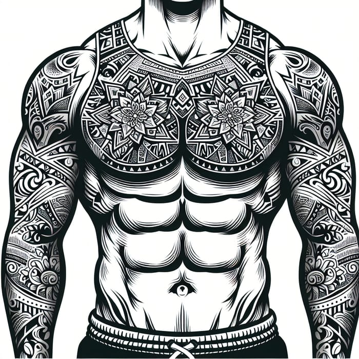 Detailed Full Chest Tattoo Vector Art