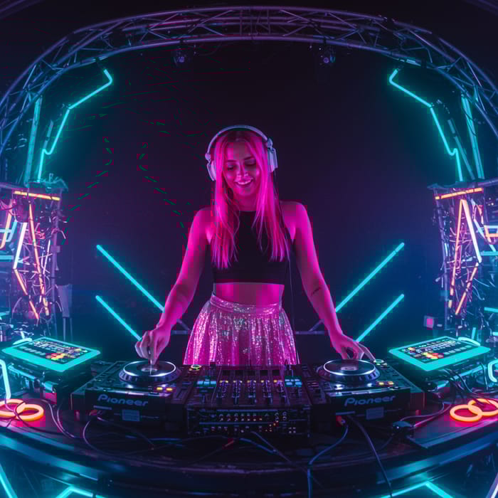 Vibrant Neon DJ: Electro Beats & Visuals