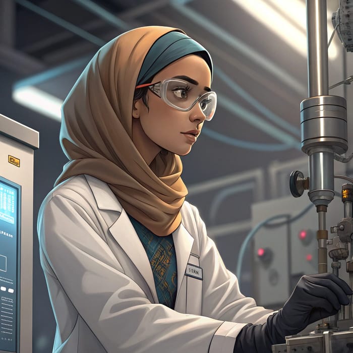 South Asian Female Scientist in Anime Style