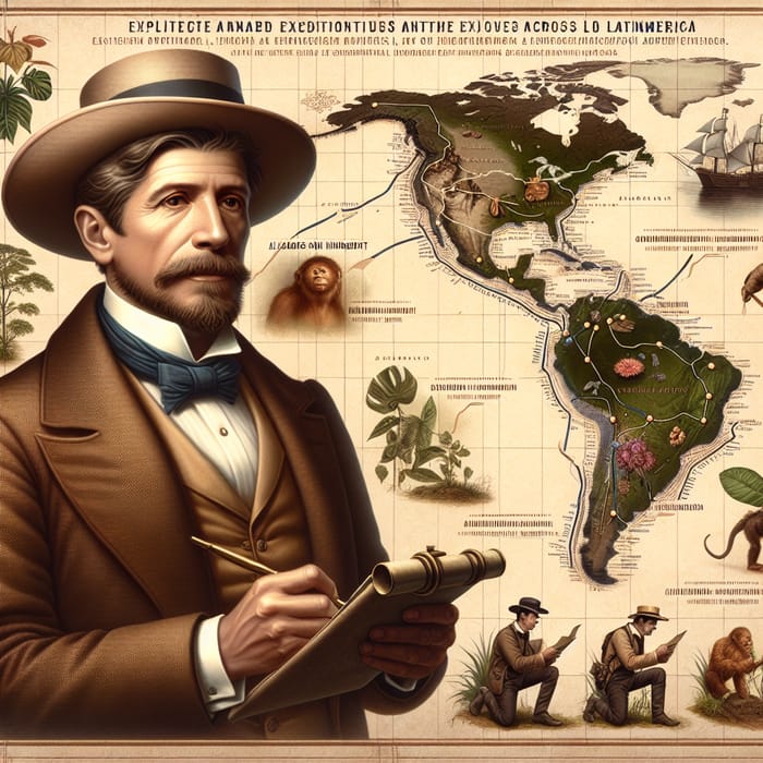 Alexander von Humboldt: Classic Portrait, Exploration Map & Natural Illustrations