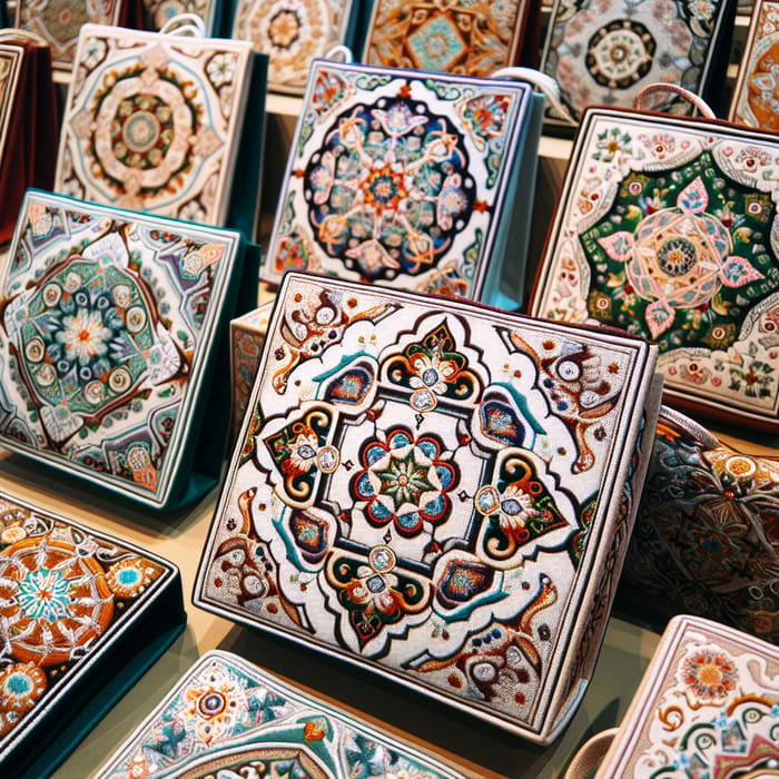 Square Kazakh Ornaments Bags for Ramadan Celebration