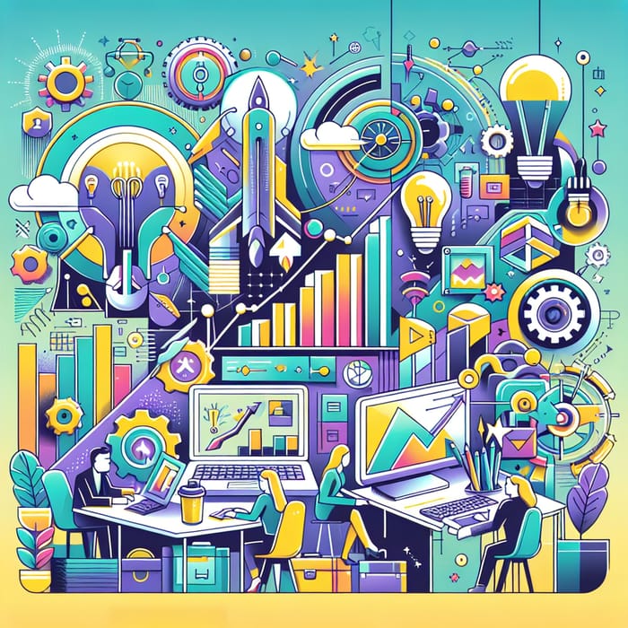 Vibrant Youthful Business Illustration for Engaging Websites