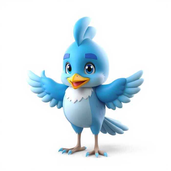 3D Blue Bird Mascot Creation - No Background