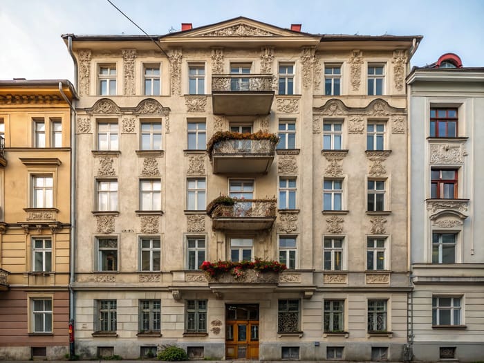 Old Four-Story Apartment Building in Munich