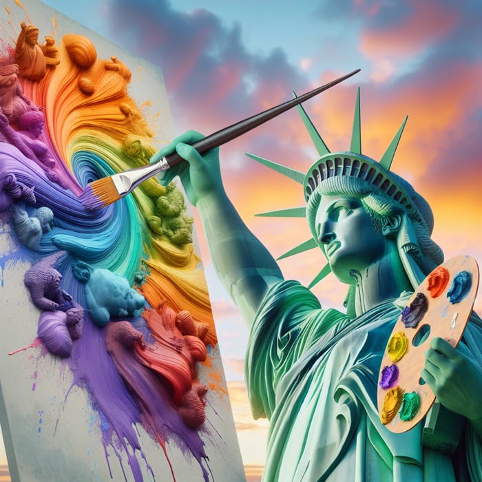 Statue of Liberty Painting - Dawn Artwork Statue of Liberty Painting - Dawn Artwork
