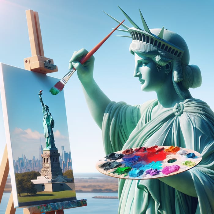 Statue of Liberty Painting with Palette - Artistic Masterpiece Statue of Liberty Painting with Palette - Artistic Masterpiece