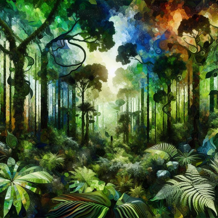 Abstract Rainforest: Lush & Fantastical Greenery