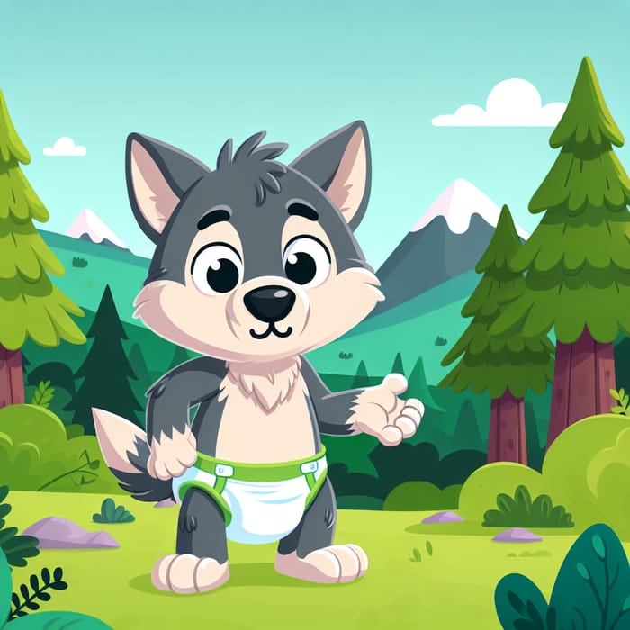 Amusing Wolf in Diaper Pooping