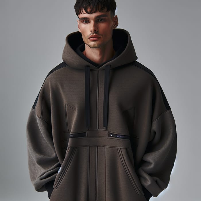 Men's Oversized Sporty Hooded Suit on Model