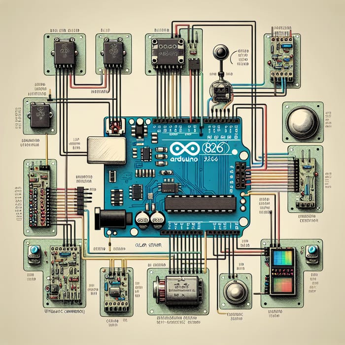 Arduino 8266 Circuit with 4 Servos & Sensors