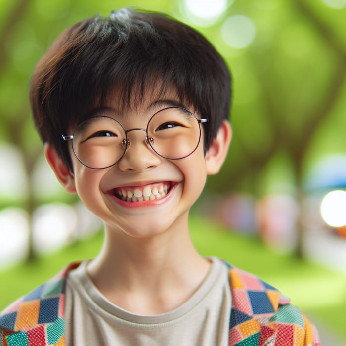 Lovable Goofy Asian Boy with Round Glasses | Joyful Nature