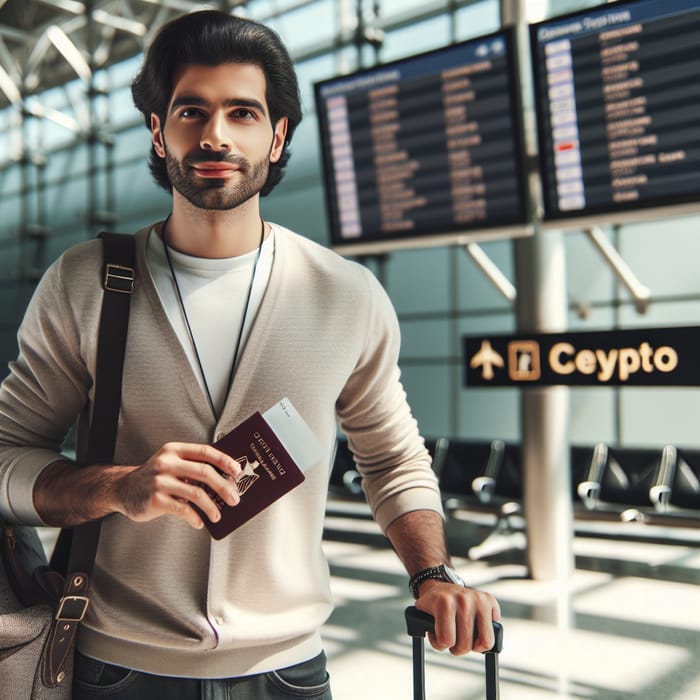 Middle-Eastern Traveler at Cairo Airport - Excited Journey