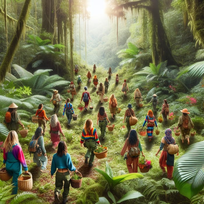 Women Exploring the Jungle for Foraging Adventures