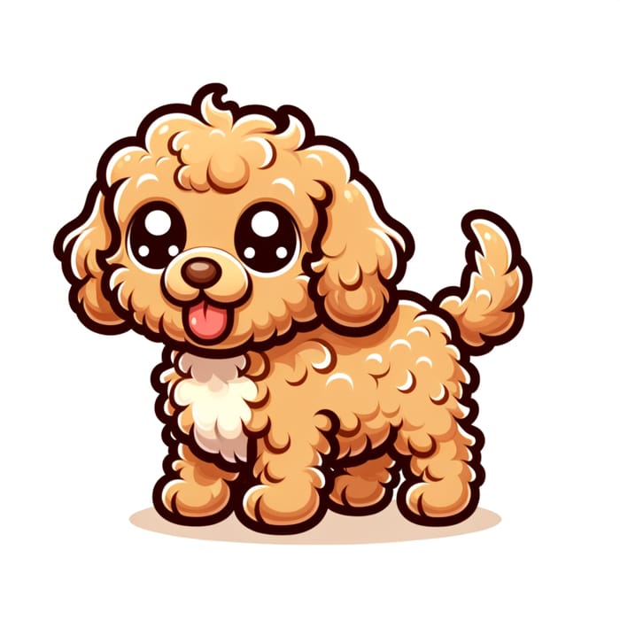 Adorable Mini Golden Doodle Cartoon PNG