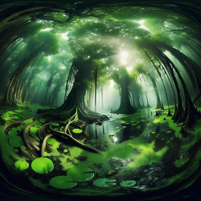 360-Degree Enchanted Swamp: Serene & Mysterious View