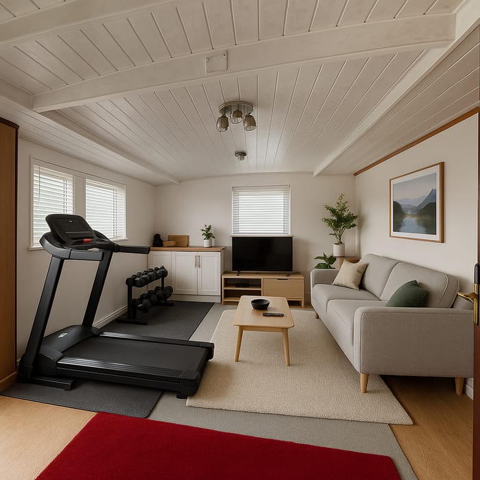 Modern Half Gym and Chill Area Design Modern Half Gym and Chill Area Design