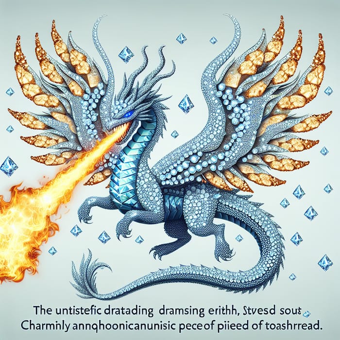 Mystical Dragon with Diamond Wings and Fiery Tails