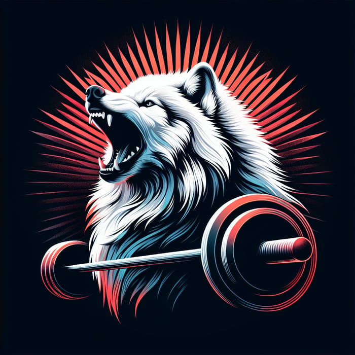 Fierce White Wolf with Weight Bar Art