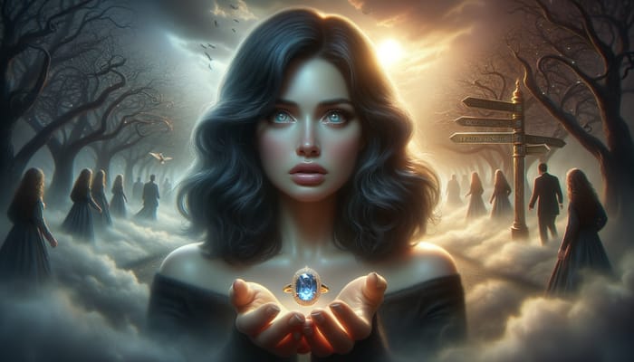 Captivating Crossroads: Youthful Woman and Mysterious Ring