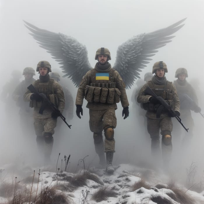 Ukrainian Soldiers Emerge as Angelic Figures in Uniform