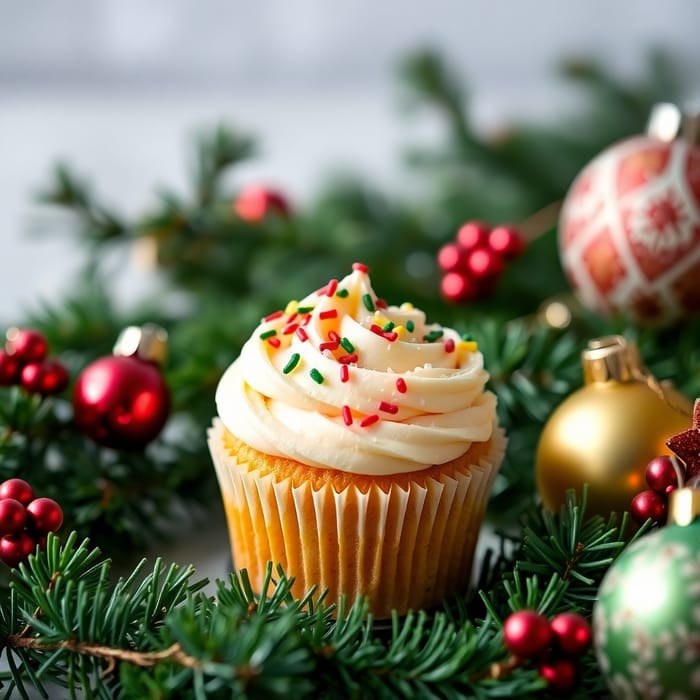 Festive Cupcake with Frosting & Sprinkles