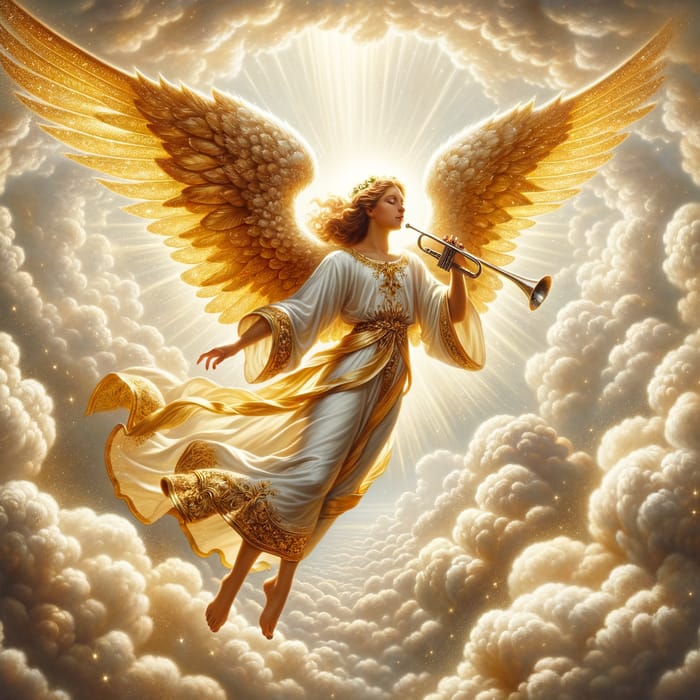 Golden Angel in Sunlit Skies