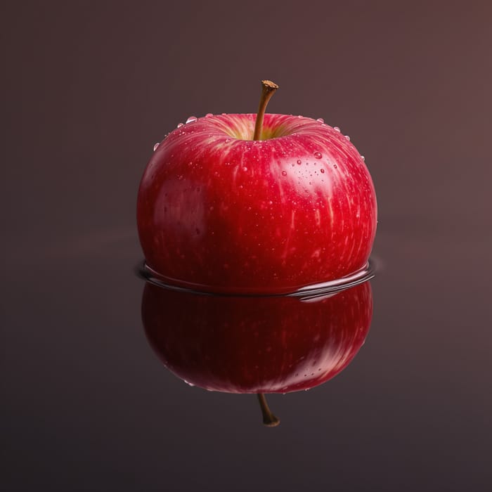 Hyper-Realistic Red Apple on Water Hyper-Realistic Red Apple on Water