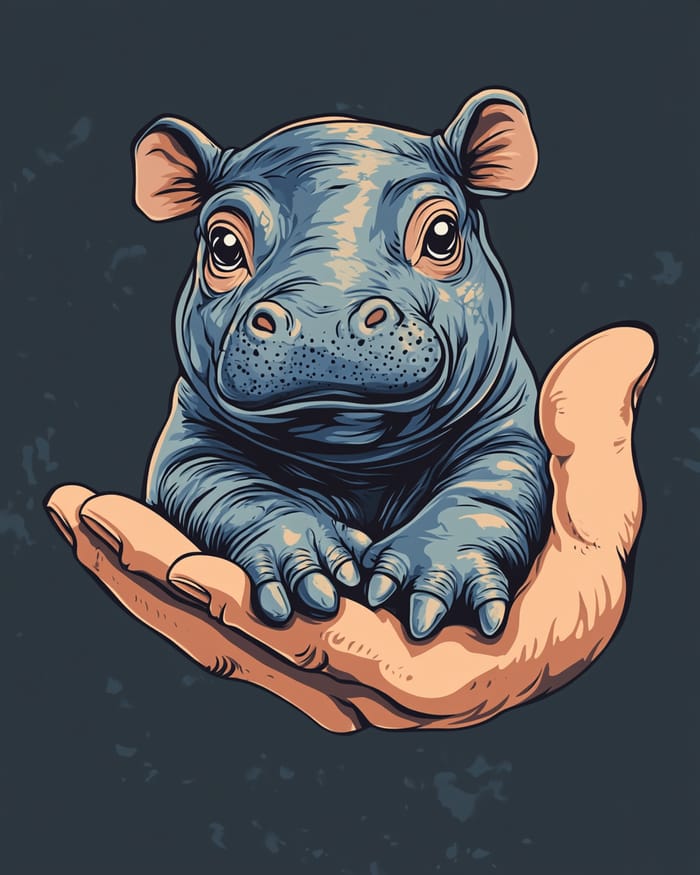 Adorable Moo Deng Baby Hippo T-Shirt Design