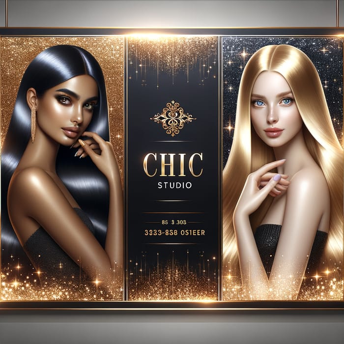 Chic Beauty Studio Banner with Diverse Elegant Women and Charismatic Gaze Chic Beauty Studio Banner with Diverse Elegant Women and Charismatic Gaze