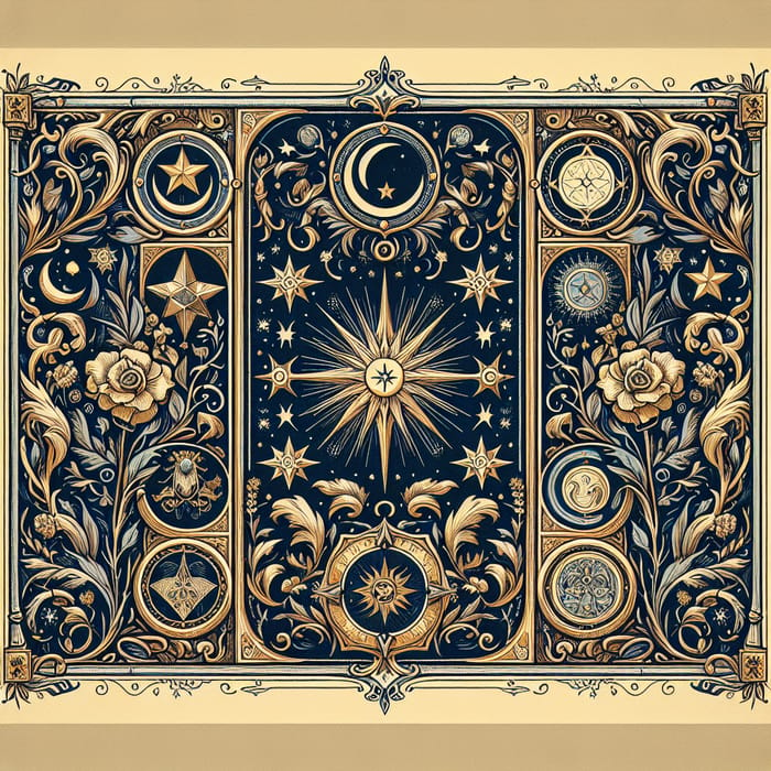 Mystic Tarot Card Frame Design | Celestial Motifs & Floral Elements