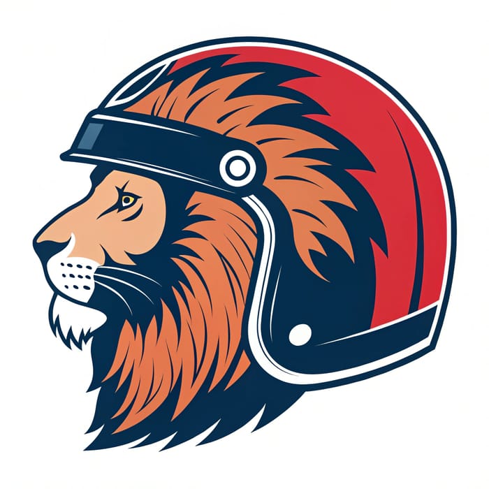 Lion Head Motorcycle Helmet Logo Design