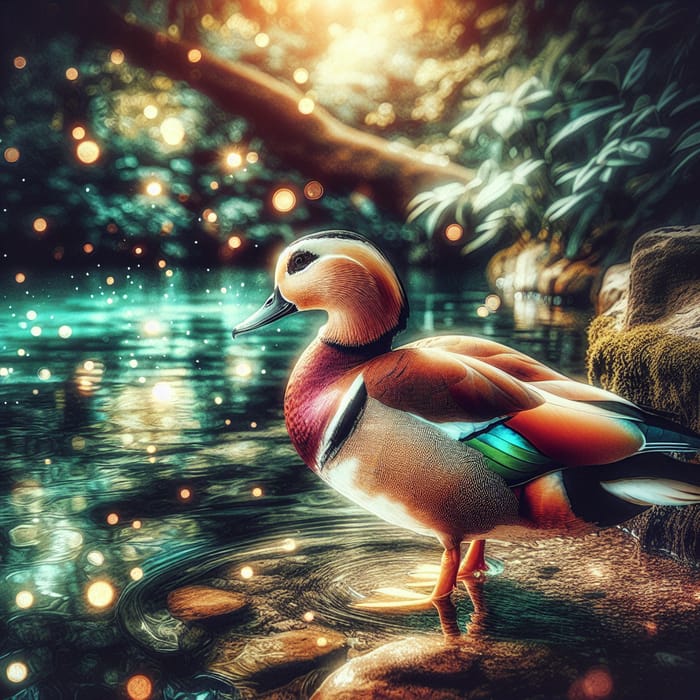 Tranquil Duck Near Water - Serene Nature Scene