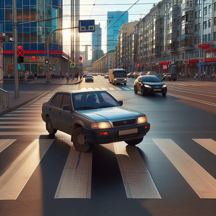 Car Invades Pedestrian Crossing - Road Safety