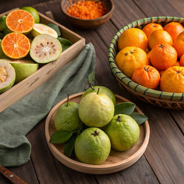 Fresh Guava and Oranges: A Citrus Delight