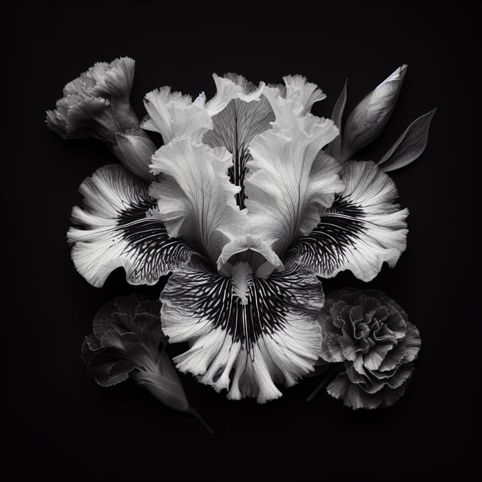 Monochrome Pressed Flower Chimera - Detailed Botanical Photo