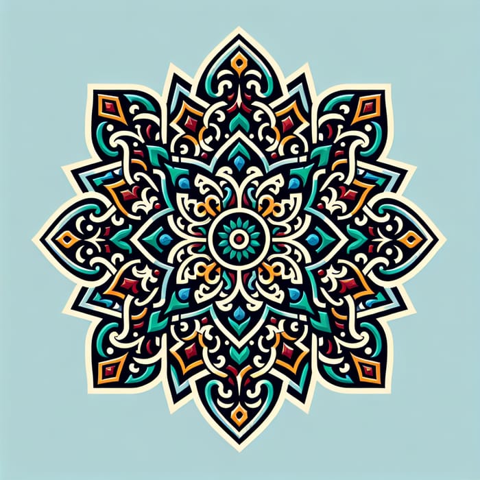 Tatar Ornament Art Creation: Geometric Patterns, Flourishing Lines, Vibrant Colors